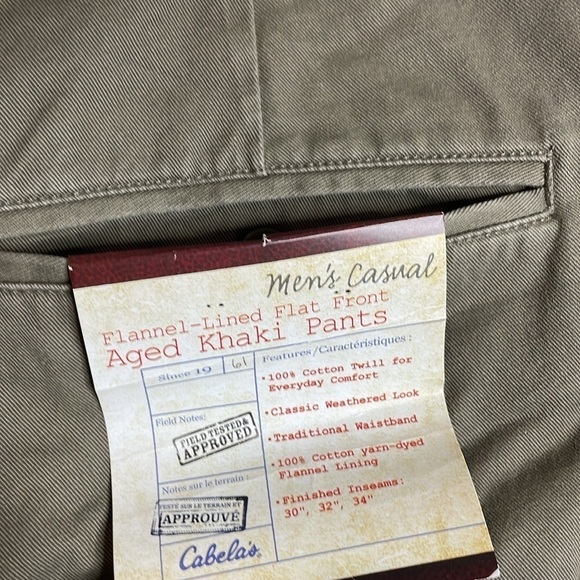SOLD Cabela’s | Men’s Flannel Lined Khaki Pants Size Big & Tall 46x30 NWT - Picture 4 of 7